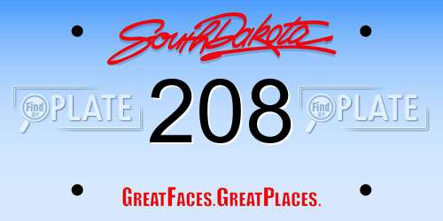 208 South Dakota License Plate