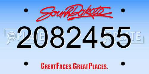 2082455 South Dakota License Plate