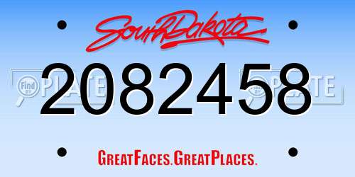 2082458 South Dakota License Plate