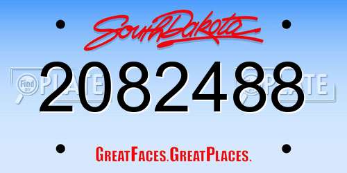 2082488 South Dakota License Plate
