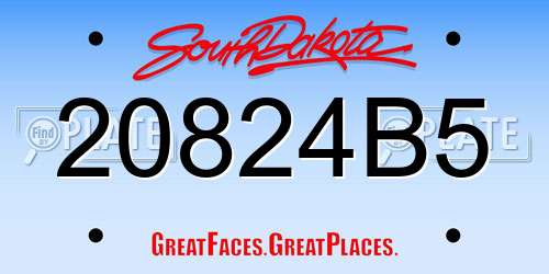 20824B5 South Dakota License Plate