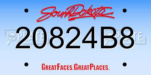 20824B8 South Dakota License Plate
