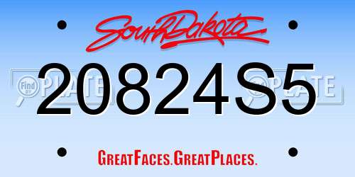 20824S5 South Dakota License Plate
