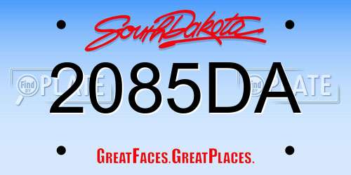2085DA South Dakota License Plate
