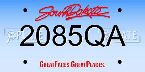 2085QA South Dakota License Plate