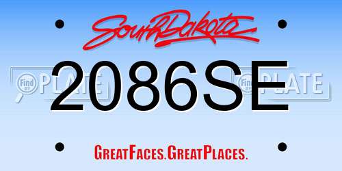2086SE South Dakota License Plate