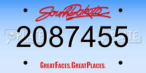 2087455 South Dakota License Plate