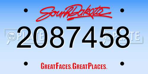 2087458 South Dakota License Plate