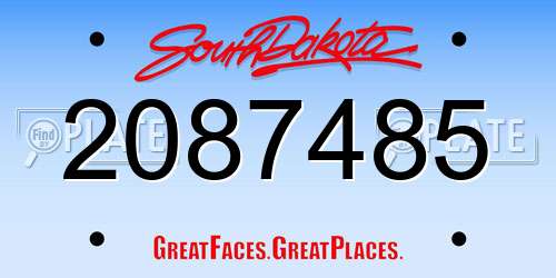 2087485 South Dakota License Plate