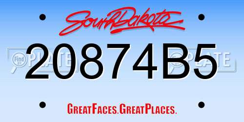 20874B5 South Dakota License Plate