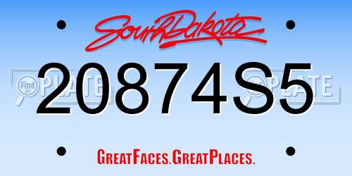 20874S5 South Dakota License Plate