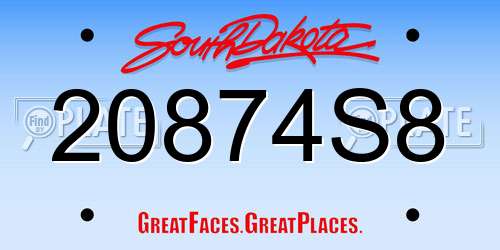 20874S8 South Dakota License Plate