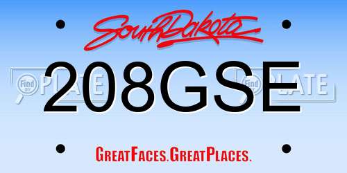 208GSE South Dakota License Plate