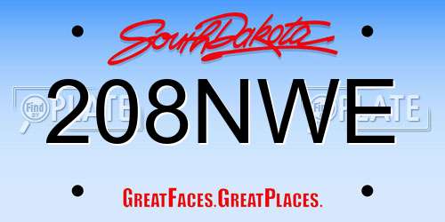208NWE South Dakota License Plate