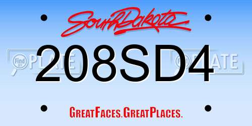 208SD4 South Dakota License Plate