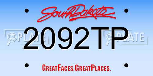 2092TP South Dakota License Plate
