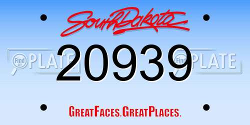 20939 South Dakota License Plate