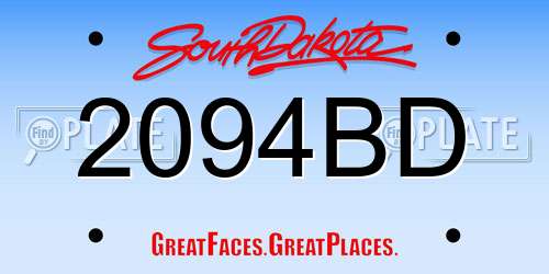 2094BD South Dakota License Plate
