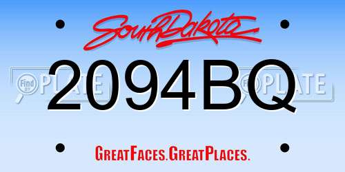 2094BQ South Dakota License Plate