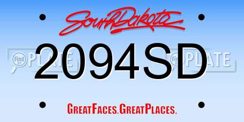 2094SD South Dakota License Plate