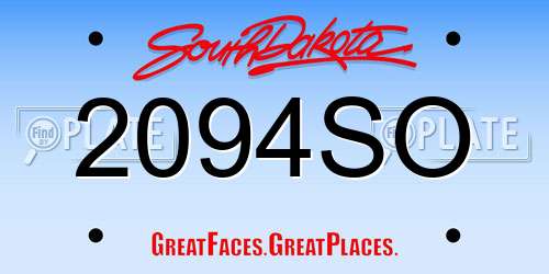 2094SO South Dakota License Plate