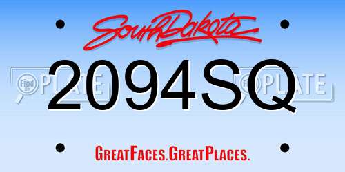 2094SQ South Dakota License Plate