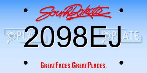2098EJ South Dakota License Plate