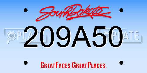 209A50 South Dakota License Plate