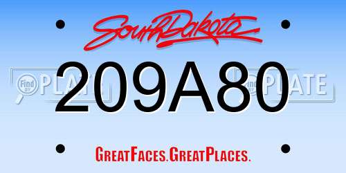 209A80 South Dakota License Plate