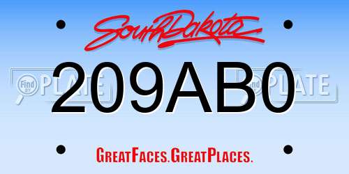 209AB0 South Dakota License Plate