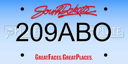 209ABO South Dakota License Plate