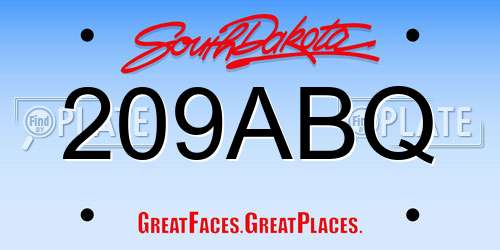 209ABQ South Dakota License Plate