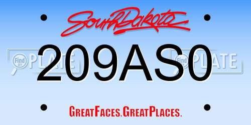 209AS0 South Dakota License Plate
