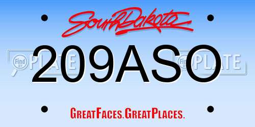 209ASO South Dakota License Plate