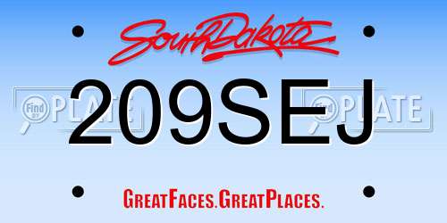 209SEJ South Dakota License Plate
