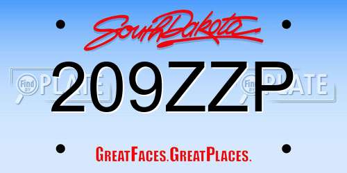 209ZZP South Dakota License Plate