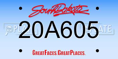 20A605 South Dakota License Plate