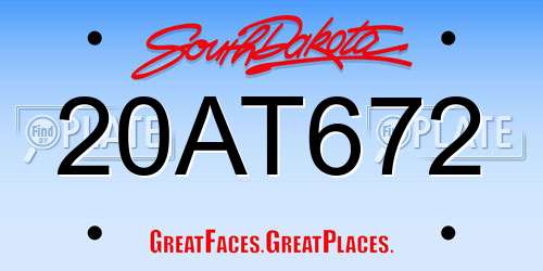 20AT672 South Dakota License Plate