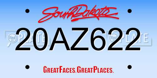 20AZ622 South Dakota License Plate