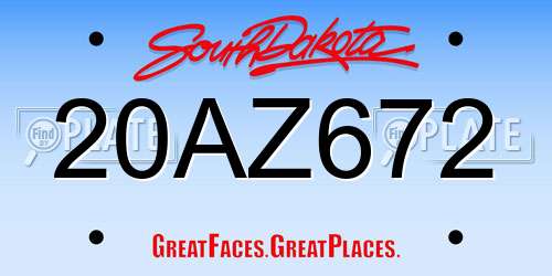 20AZ672 South Dakota License Plate