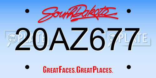 20AZ677 South Dakota License Plate
