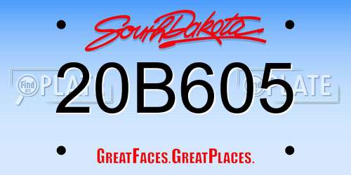 20B605 South Dakota License Plate