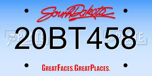 20BT458 South Dakota License Plate