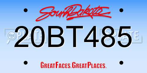 20BT485 South Dakota License Plate