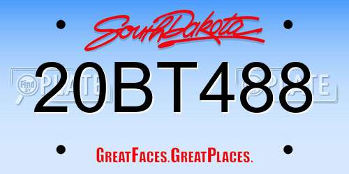 20BT488 South Dakota License Plate