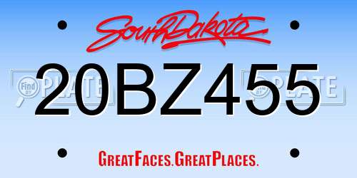 20BZ455 South Dakota License Plate