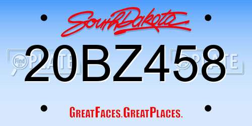 20BZ458 South Dakota License Plate