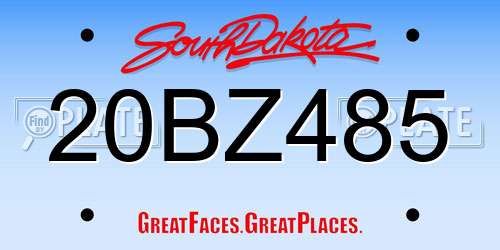 20BZ485 South Dakota License Plate