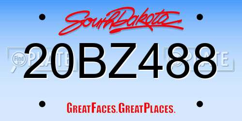 20BZ488 South Dakota License Plate