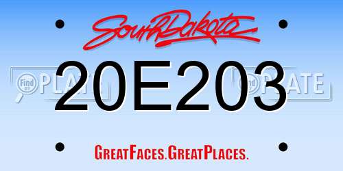 20E203 South Dakota License Plate